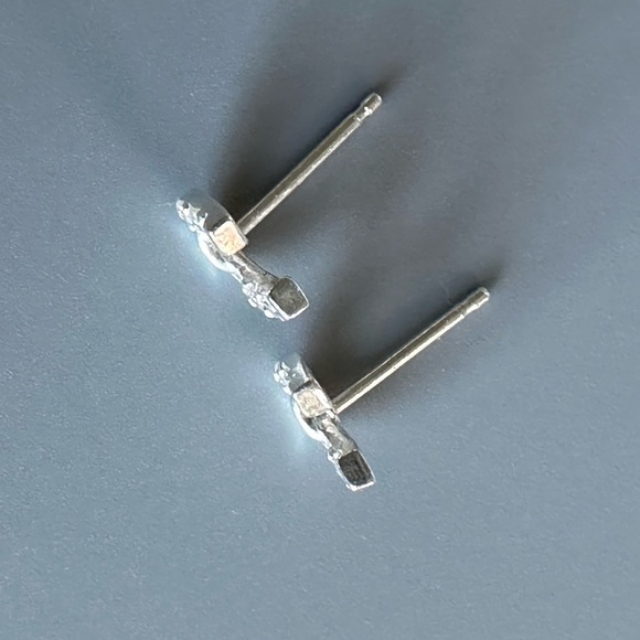 Sterling Silver Horseshoe Tiny Stud Earrings - Picture 6 of 7